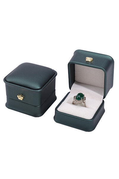 Choice علبة مجوهرات من الجلد الصناعي من مجموعة كراون ويست باللون الأخضر الداك...