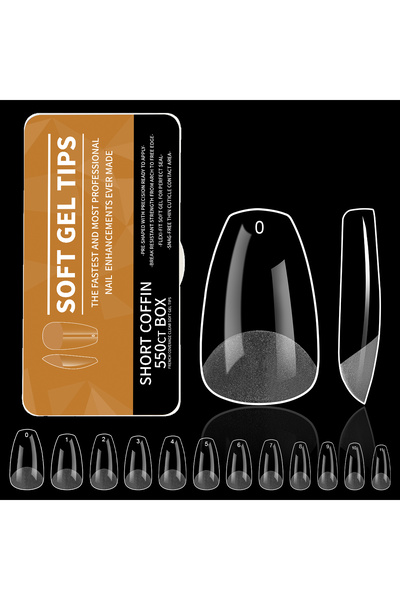 Choice نعش قصير 550 قطعة من أظافر الأكريليك الشفافة المزيفة ذات الغطاء الكامل...