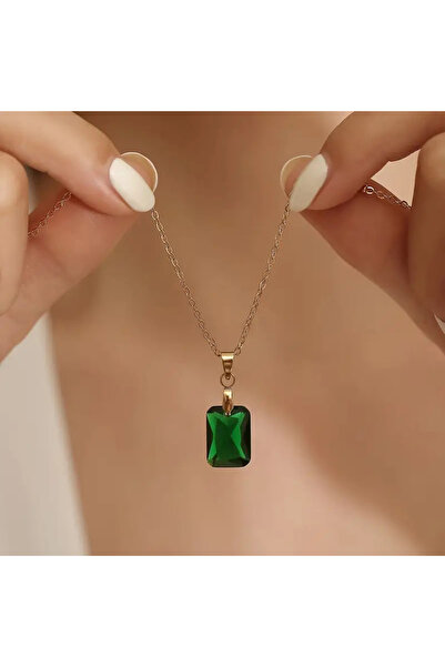 Choice قلادة XL1006 Huitan مربعة الشكل مرصعة بالزركونيا المكعبة الخضراء للنسا...