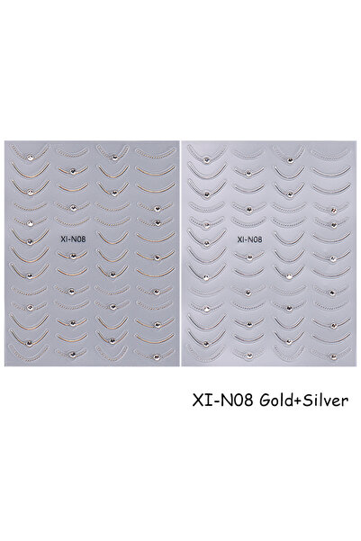 Choice ملصقات أظافر فرنسية XI-N08 ثنائية الألوان مرصعة بأحجار الراين ثلاثية ا...