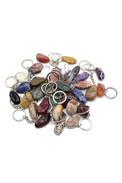 Choice 15x30-20x40mm-5pcs 5Pcs random colors 5pcs Natural Stone Cute Keychain...
