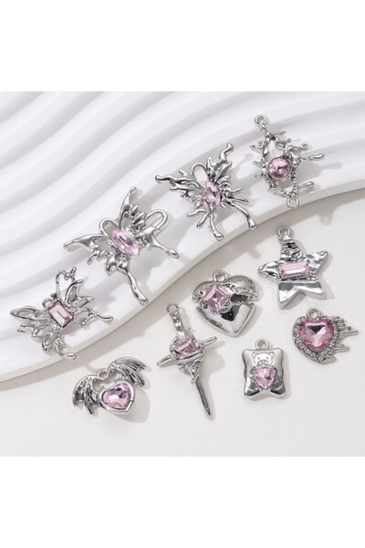 Choice مزيج عشوائي M329 5 قطع جديدة من سحر المينا على شكل قلب على شكل نجمة عل...