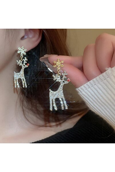 Choice ER24Y0506 أقراط متدلية على شكل غزال في عطلة عيد الميلاد مرصعة بأحجار ا...