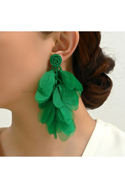 Choice أقراط متدلية أنيقة من الخرز على شكل بتلات زهور خضراء ساحرة للنساء، ...