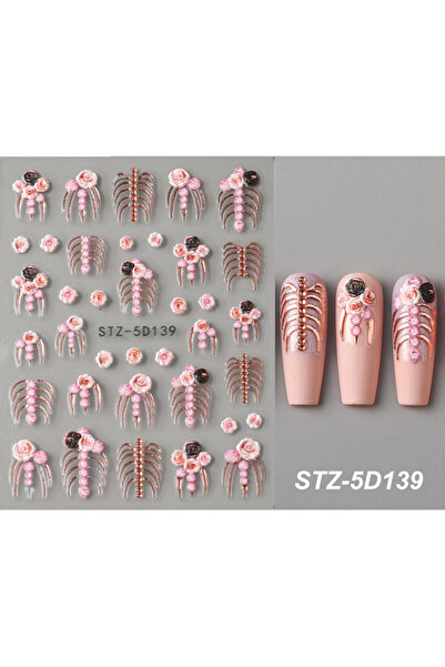Choice STZ-5D139 1/2pcs Halloween 5D Embossed Skull Nail Stickers Elegant Pin...