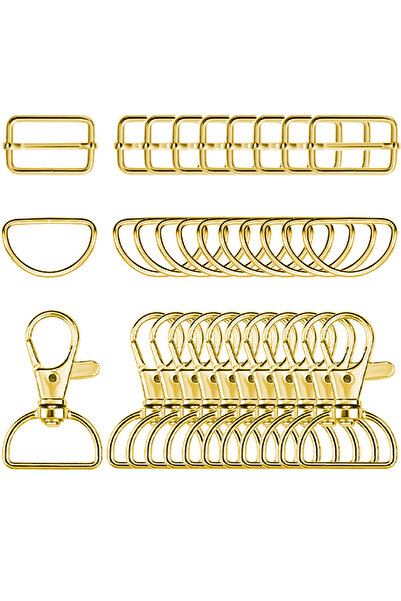 Choice مجموعة من 45 مشبك دوار وحلقة على شكل حرف D ومشبك منزلق باللون الذهبي و...