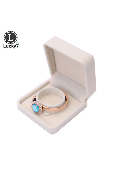 Choice صندوق أساور بيج، صندوق عرض مجوهرات مخملي بيج، خاتم زفاف فاخر، أقراط، ق...