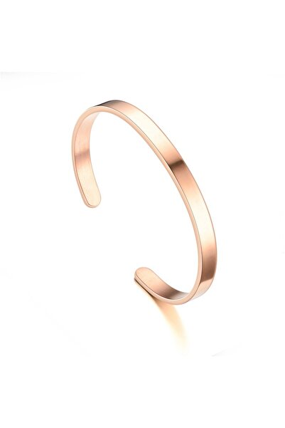 Choice Rose Gold New Classic Simple Men's Open Adjustable Gloss 4MM Stainless...