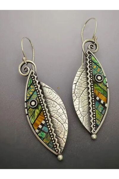 Choice E313-GUYIN Bohemian Green Leaf Earrings for Women Ethnic Abstract Vintage Silver Color Drop Dangle E