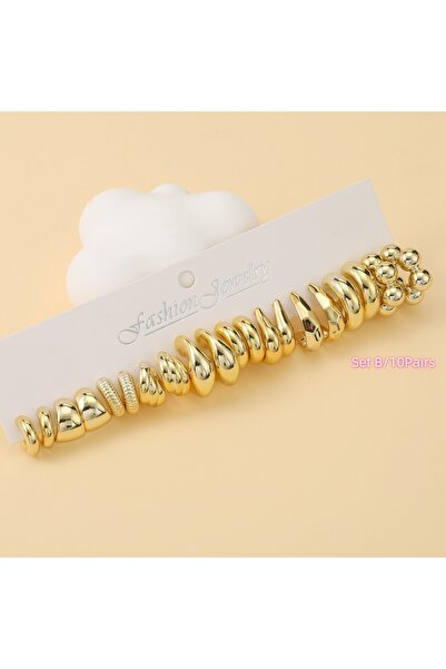 Choice Set B(10PAIRS) 6 PAIRS-36 PAIRS Trendy Golden C-shaped, Water-droplet,...