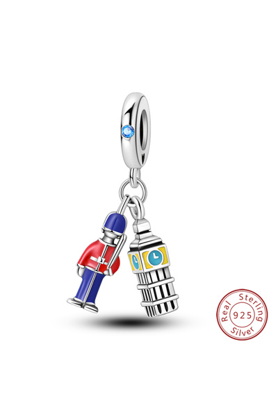 Choice KJC1144 قلادة سفر أصلية من الفضة الإسترلينية عيار 925 على شكل مبنى تار...