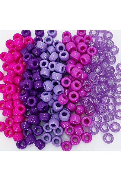 Choice 30 جرامًا من اللون الوردي الداكن والأرجواني، حوالي 100 قطعة من خرزات بلاستيكية نابضة بالحياة على شكل برميل، لصنع سوار فريد بنفسك