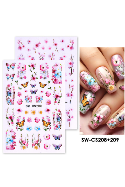 Choice SW-CS208 SW-CS209 قطعتان من ملصقات فن الأظافر على شكل زهرة الفاوانيا و...