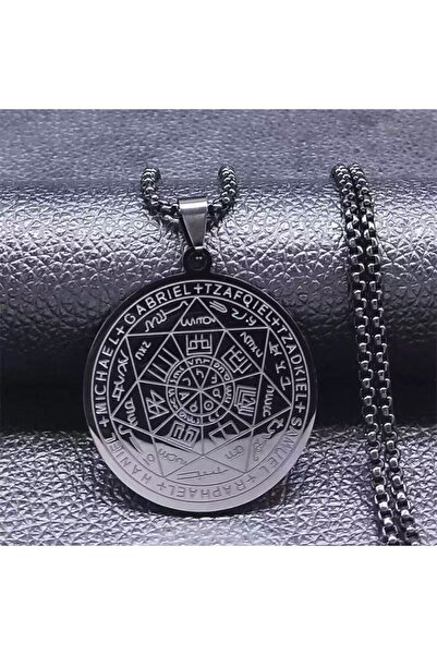 Choice قلادة من الفولاذ المقاوم للصدأ للرجال بلون الفولاذ، قلادة تميمة ختم سل...