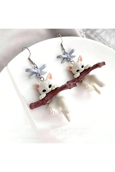 Choice أقراط هريرة صغيرة مجسمة لطيفة وجميلة بلون الفولاذ على شكل فيونكة أنثوية وإكسسوارات أقراط هريرة صغيرة