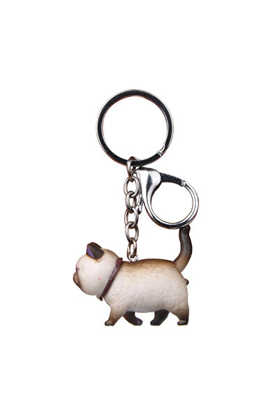 Choice 4.6x4cm Type4 Cute Cartoon Japanese Cat Keyring Round Rolling Simple C...