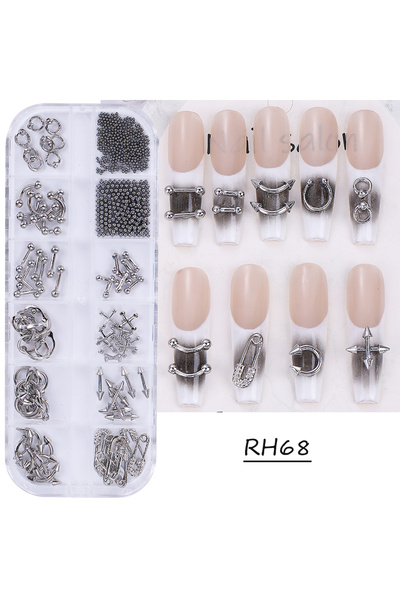 Choice RH68 6/12 شبكة مزيج على شكل سهم بانك قوطي ذهبي فضي مسامير مسمار y2k مج...