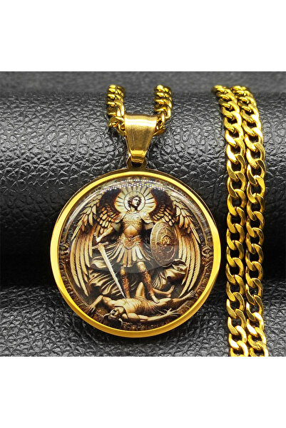 Choice قلادة GD SAINT MICHAEL PROTECT US رئيس الملائكة من الفولاذ المقاوم للص...