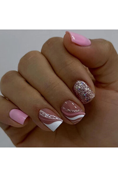 Choice QHW1002 24 قطعة من أظافر الأظافر القصيرة ذات الخطوط الفرنسية البسيطة م...