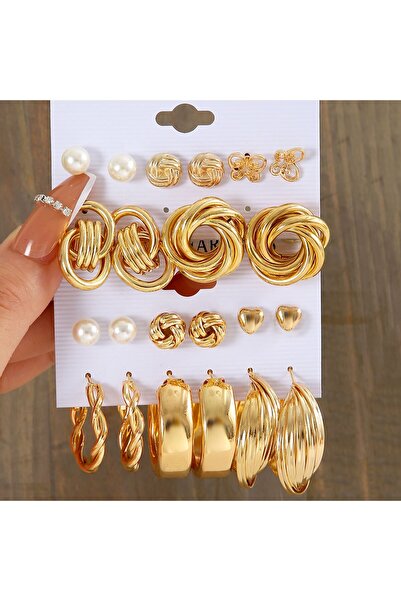 Choice 5599201 11 زوجًا من الأقراط المزخرفة الدائرية الهندسية المصنوعة من سبا...