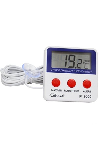 Saatistan Çift Fonksiyonlu Buzdolabı Termometresi, Mıknatıslı ve Alarmlı, Güv...