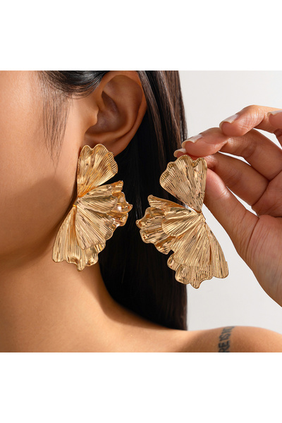 Choice Gold Color Ingemark Exaggerated Maple Leaf Stud Earrings Trend 2025 for Women Punk Geometric Piercin