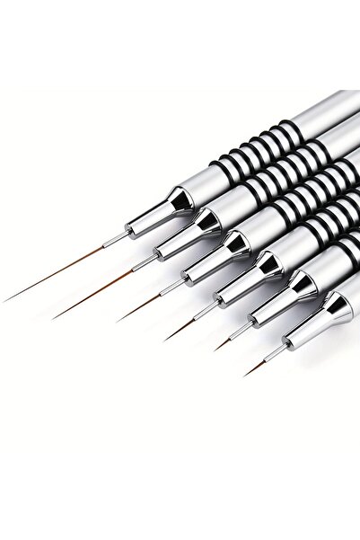 Choice مجموعة فرش رسم الأظافر الفضية المكونة من 6 قطع، فرشاة تصميم الأظافر، خ...