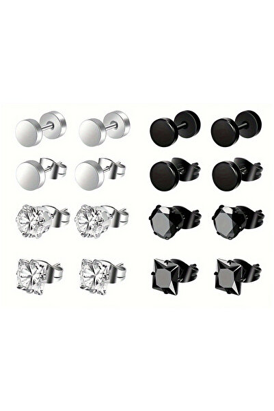 Choice مجموعة مكونة من 8 أزواج من الأقراط العصرية البسيطة المصنوعة من الفولاذ...