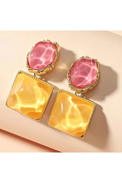 Choice AEH39420 أقراط نسائية مستديرة مربعة الشكل من حجر الكريستال الوردي البر...