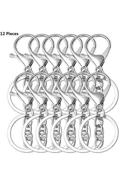 Choice 12PCS Silver 12PCS Metal lobster clasp with chain swivel spring hook w...