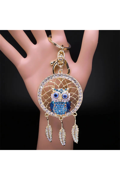 Choice Lan GD Shinny Crystal Owl Dreamcatcher Feather Keychain for Women Allo...