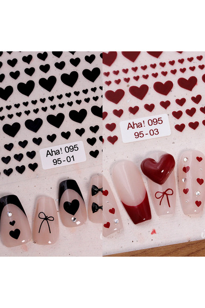 Choice ملصقات أظافر على شكل قلب كاواي 5D من قطعتين، ملصقات أظافر ذاتية اللصق ...