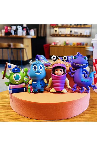 Choice مجموعة سلسلة مفاتيح جامعة المرعبين، مكونة من 4 قطع، سلسلة مفاتيح مصنوعة من مادة PVC لشخصية مايك وسولي، من أفلام ديزني بيكسار