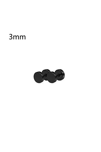 Choice 1 Pair Style-B 3mm 1 Pair Black Stainless Steel Round Square CZ Inlaid...