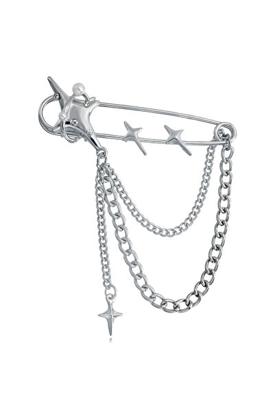 Choice دبوس بروش على شكل نجمة عتيقة بلون فولاذي-1، دبابيس بروش على شكل سلسلة ...