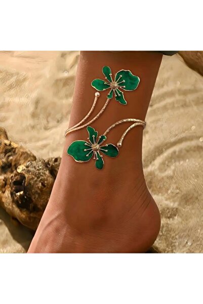 Choice خلخال زهري قابل للتعديل بمزاج أنيق باللون الأخضر للنساء، مناسب للصيف، مناسب للقدمين