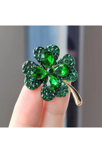 Choice J030056-2 بروشة نسائية جديدة أنيقة من الزركون الأخضر اللامع على شكل نب...