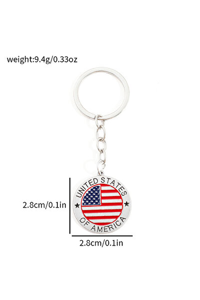 Miniso Keychain USA Patriotic Keychain - Metal American Flag Key Ring with St...