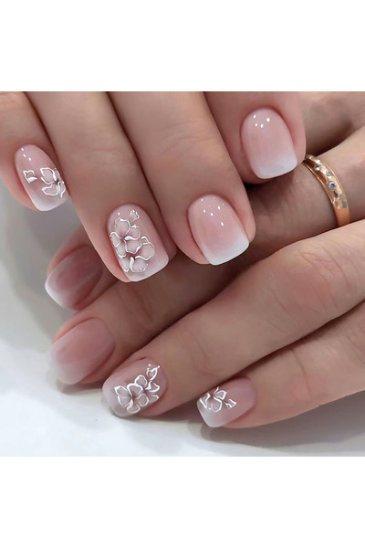 Choice XY-690 24 قطعة أظافر فرنسية قصيرة بسيطة متدرجة الألوان مع غراء جيلي وا...