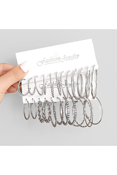 Choice AYASilver 12Pcs/Set Vintage Boho Twist Hoop Earrings For Women Exagger...