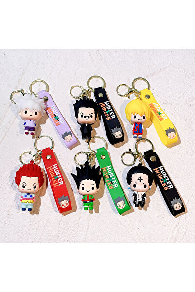 Choice 6 قطع من سلسلة مفاتيح على شكل شخصية هنتر إكس هنتر من الرسوم المتحركة غون فريكس، دمية معلقة، سلسلة مفاتيح، حامل مفاتيح السيارة أ