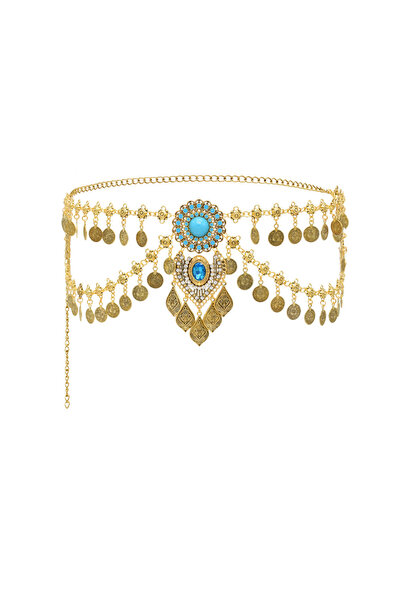 Choice Gold New Bohemian Coin Tassels Faux Turquoise Waist Chain for Women Re...