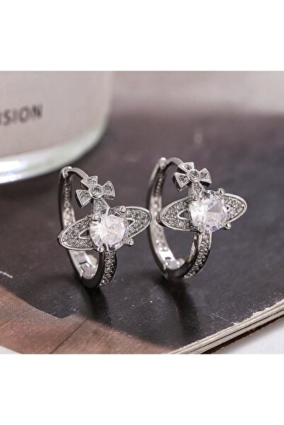 Choice 1pr قرط فضي 1pr قرط كوكبي قرط دائري متفجر أقراط نسائية ذات نسيج ممتاز