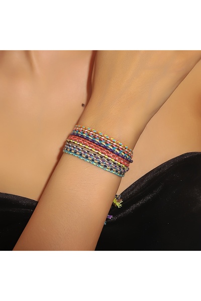 Choice PHL-062 مجموعة من 12 سوارًا مصنوعًا يدويًا من حبل قطني على الطراز القد...