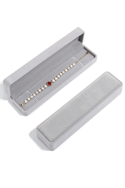 Choice النمط 1 (23 × 5.5 × 4 سم) صندوق تخزين مجوهرات مخملي رمادي قطعة واحدة م...