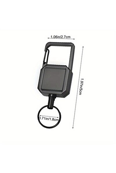 Choice 1pc black Retractable Keychain Outdoor Carabiner Steel Wire Rope High ...