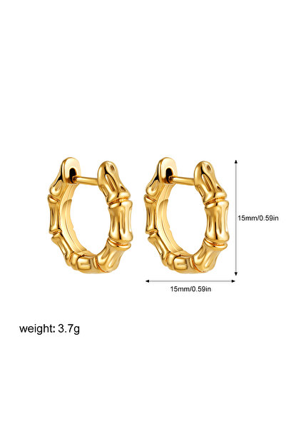 Choice T130-2 Punk Gold Color Bamboo Chunky Round Hoop Earrings for Women Geo...