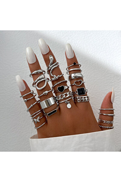 Choice AY5645302 طقم خواتم عتيق غير منتظم للنساء، لون ذهبي بوهيمي، فراشة، ثعب...