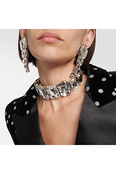 Choice مجموعة مجوهرات مربعة فاخرة مطلية بالفضة من الكريستال، إكسسوارات حفلات ...