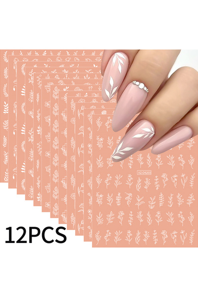 Choice ملصقات أظافر فنية على شكل أوراق زهور ذهبية رائعة ثلاثية الأبعاد، 12 قط...